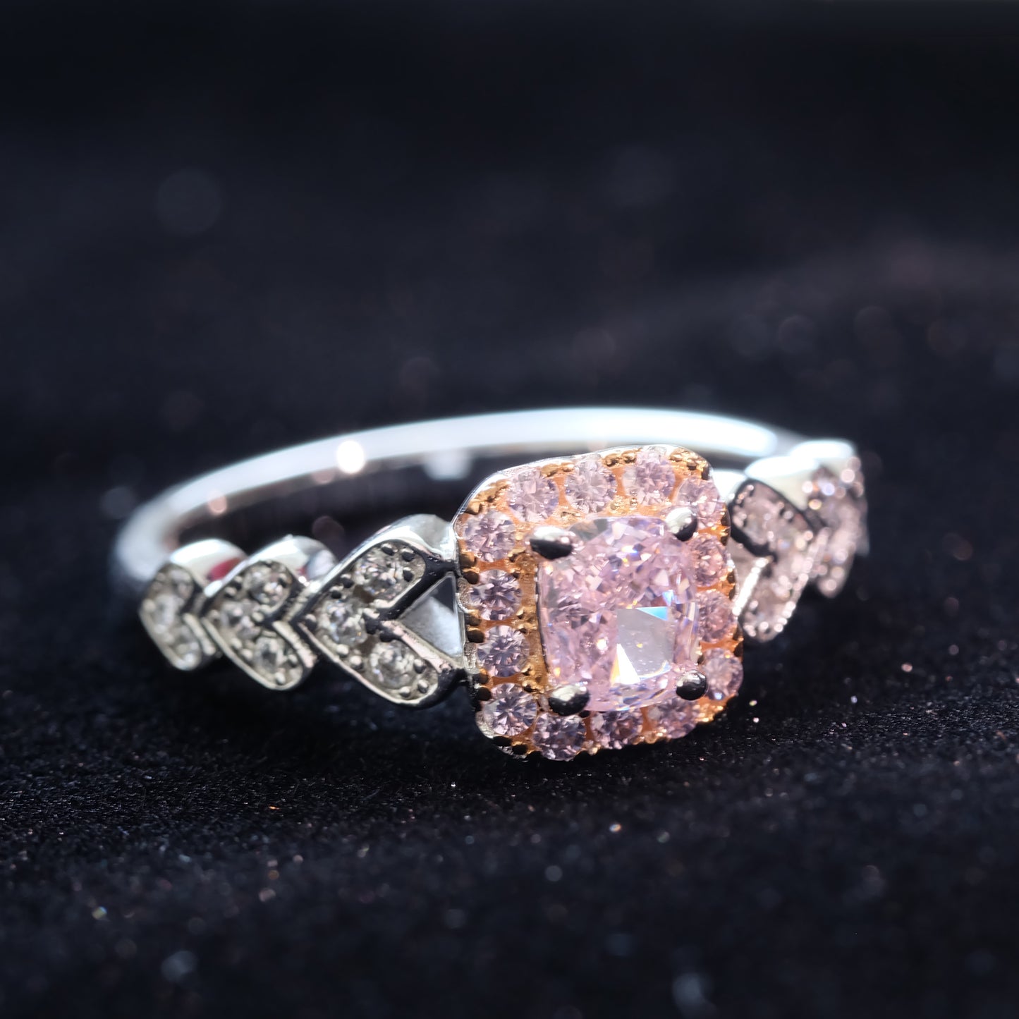 Pink Square Gemstone Ring 925 sterling silver Daily Fashion Fairy Ring