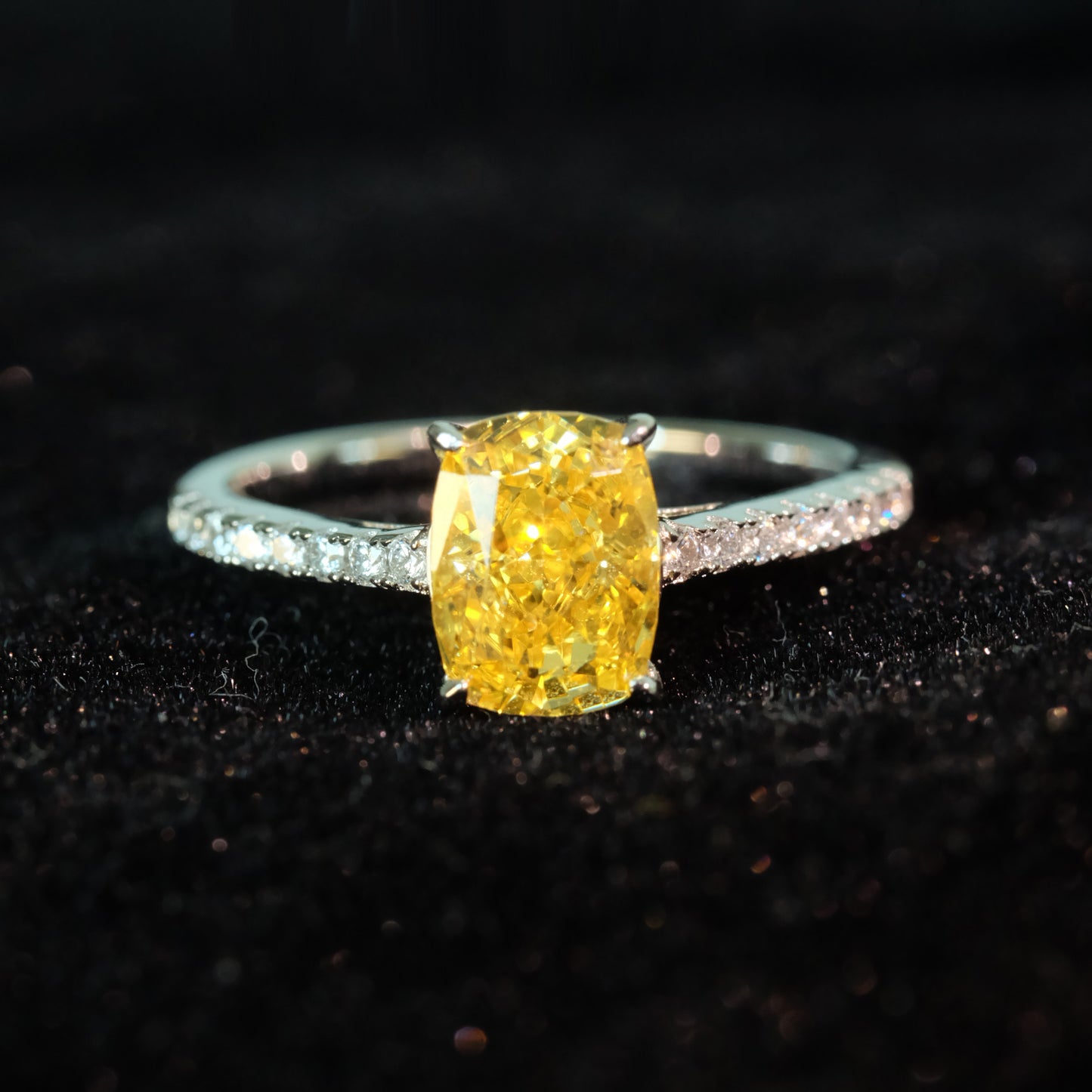 Yellow Roses Diamond 925 Sterling Silver Ring