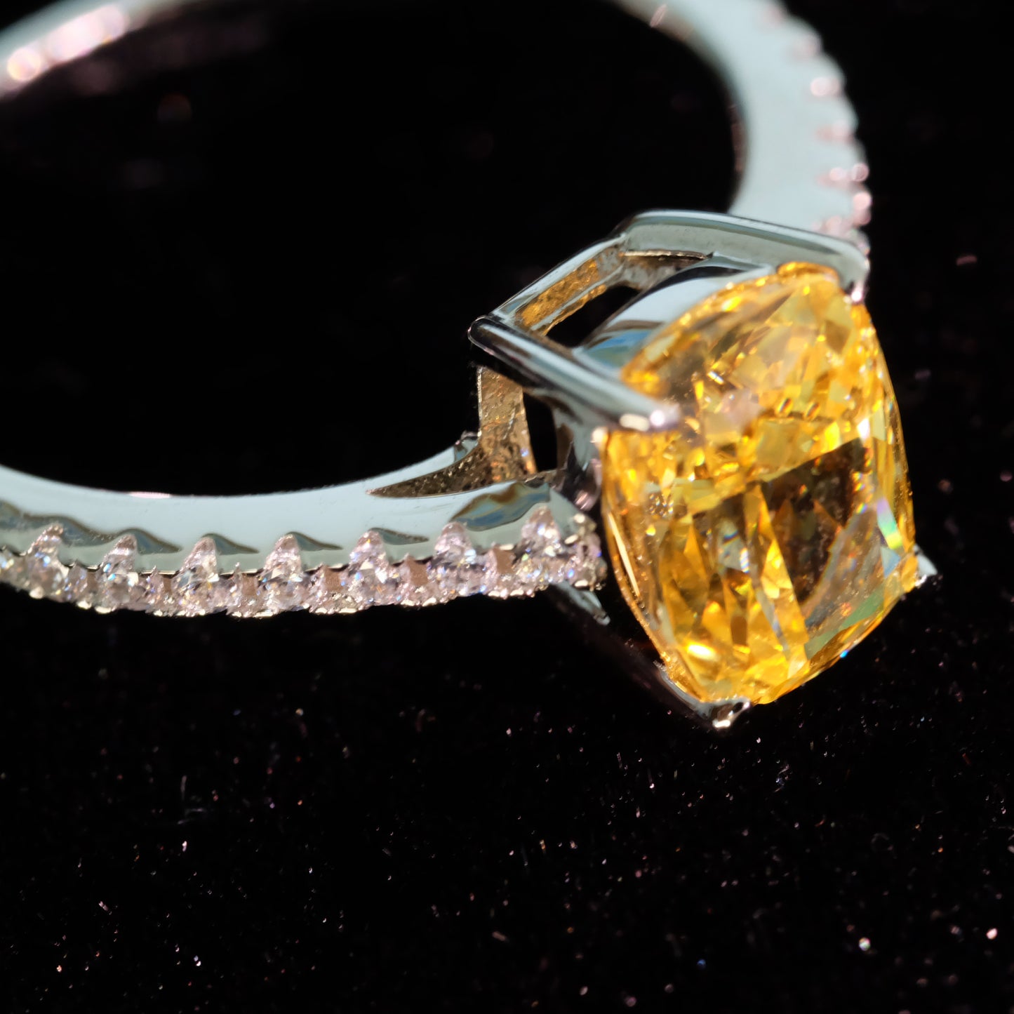Yellow Roses Diamond 925 Sterling Silver Ring