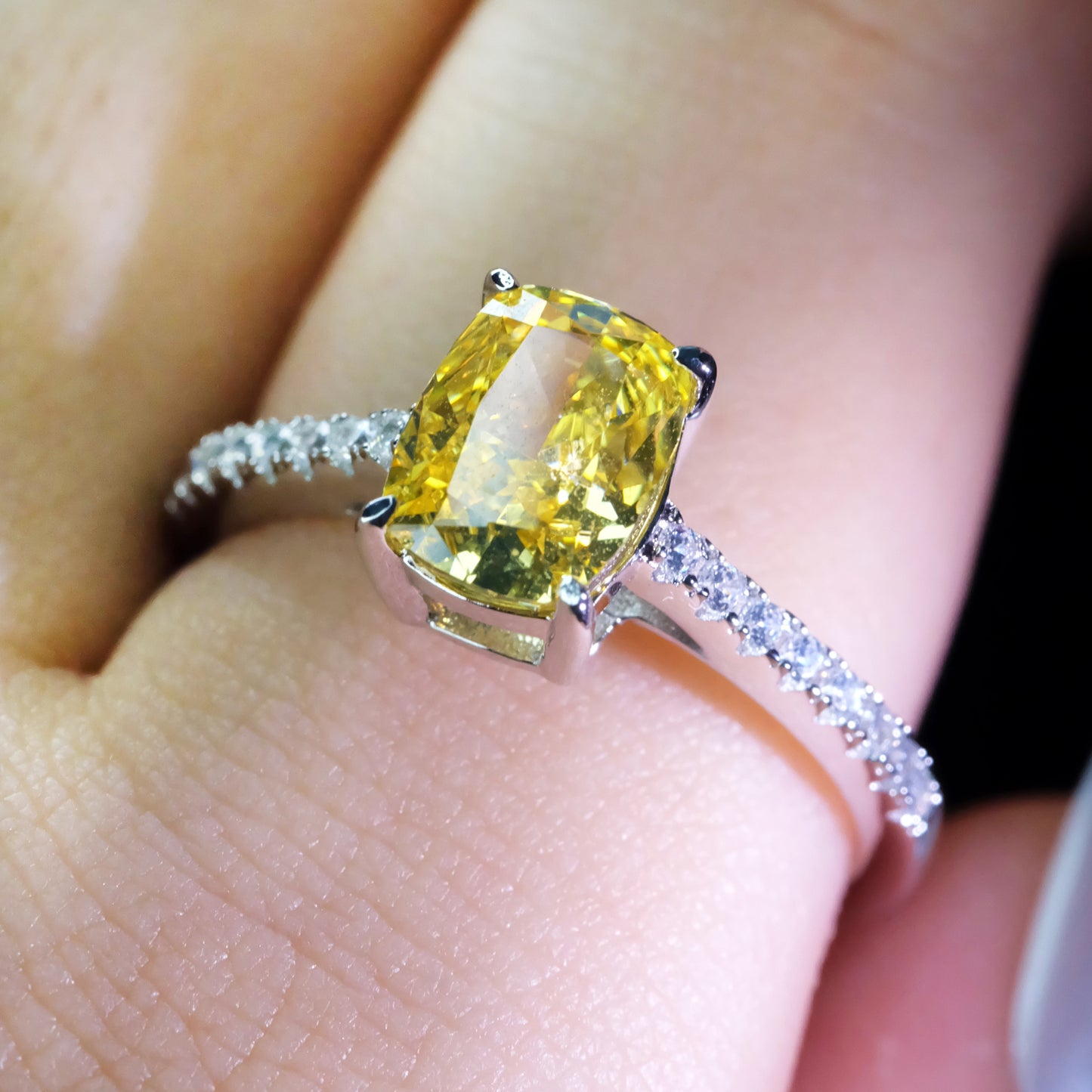 Yellow Roses Diamond 925 Sterling Silver Ring