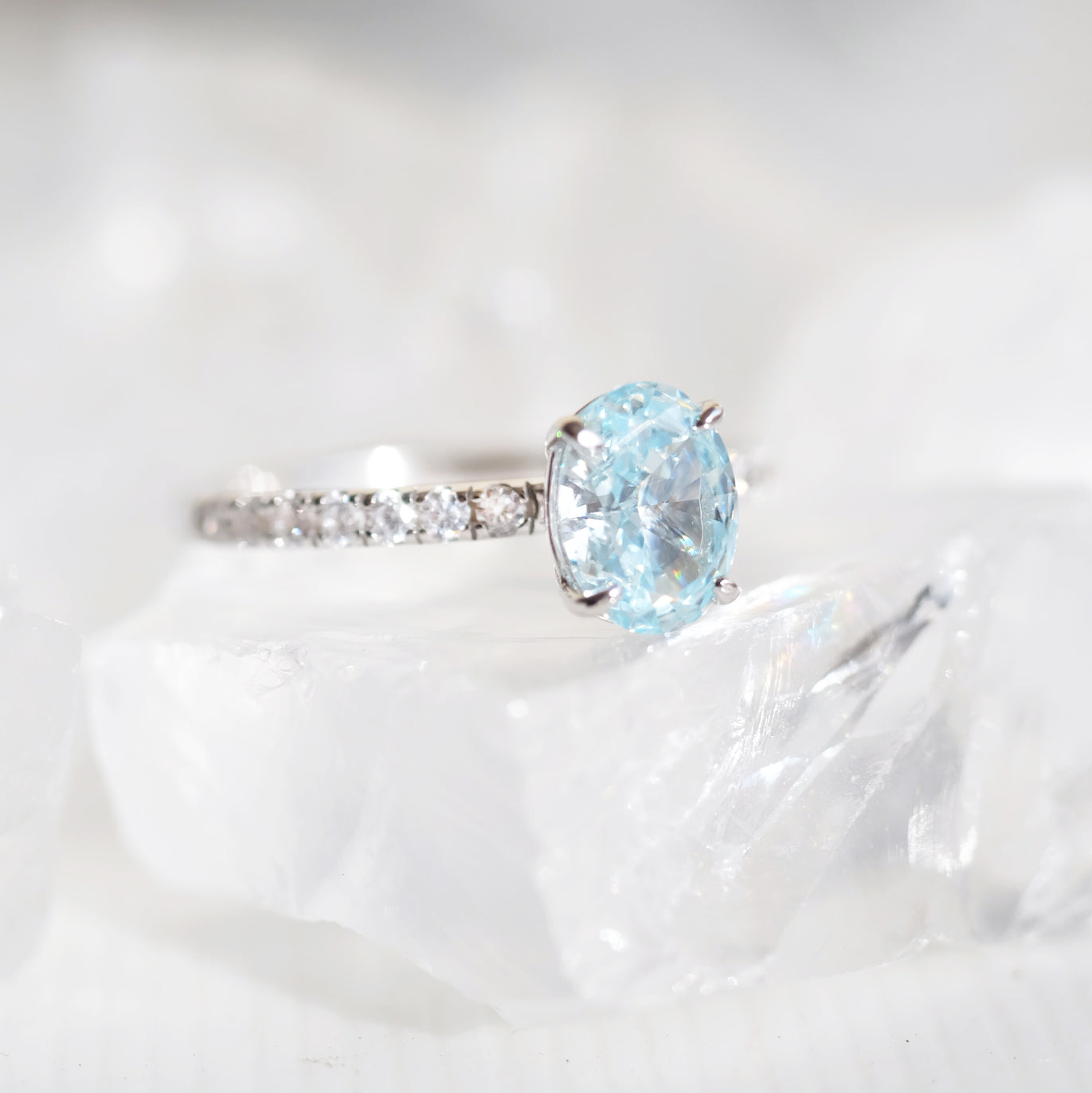 Ocean Blue Radiant Cut Simulated Aquamarine 925 Sterling Silver Ring