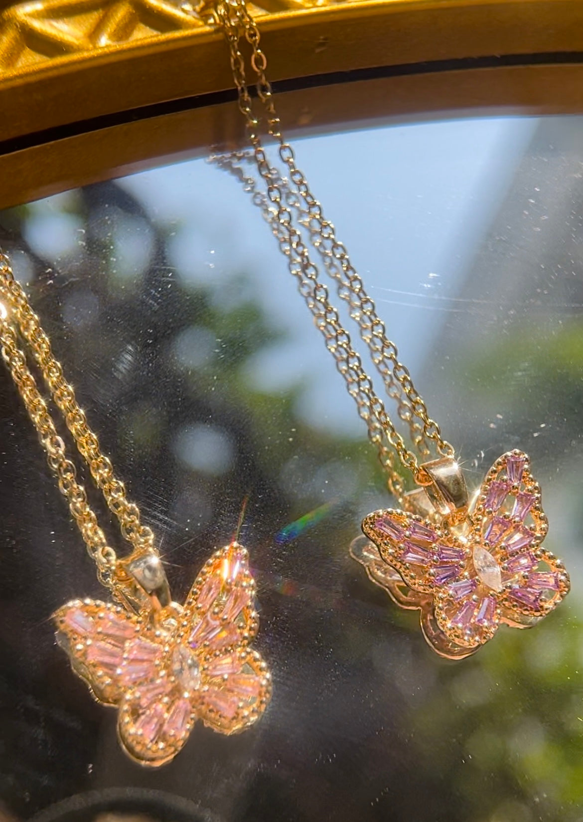 Butterfly Necklace Pink / Purple / Clear White Golding Woman Necklace girlfriend gift