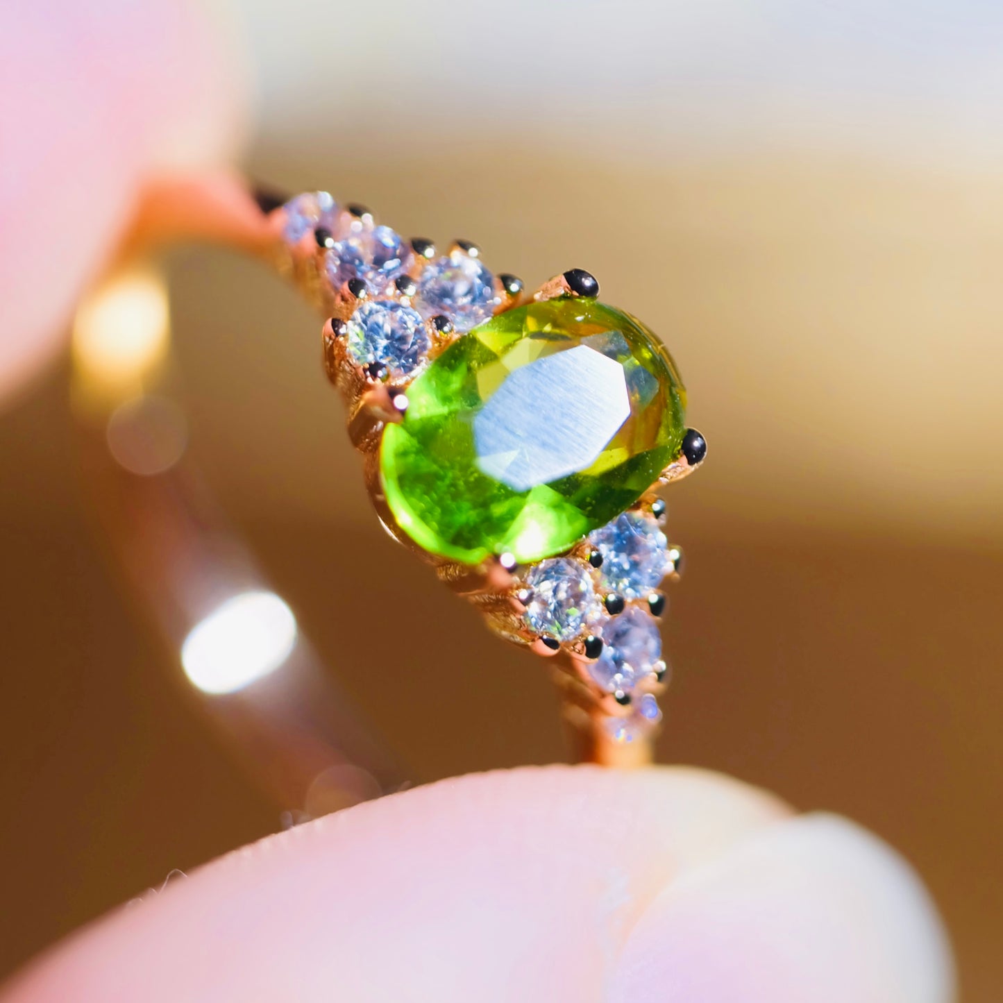 Adjustable Gold Oval Peridot Ring