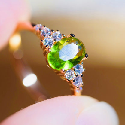 Adjustable Gold Oval Peridot Ring