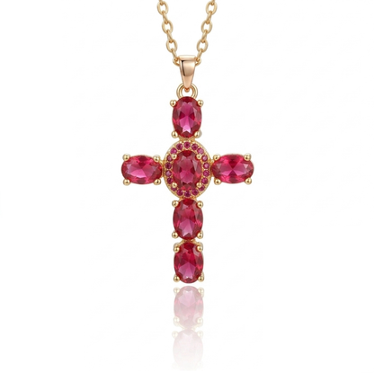 Crystal Cross Necklace 18K Gold Plated Elegant Pendant
