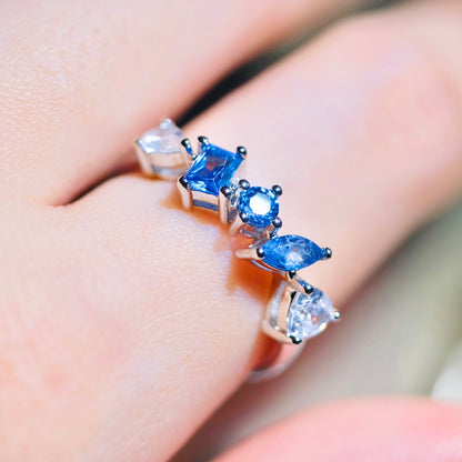 Blue Multi-Gemstone Adjustable Ring