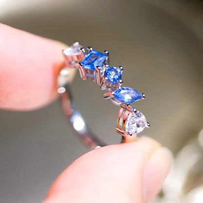 Blue Multi-Gemstone Adjustable Ring