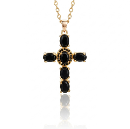 Crystal Cross Necklace 18K Gold Plated Elegant Pendant