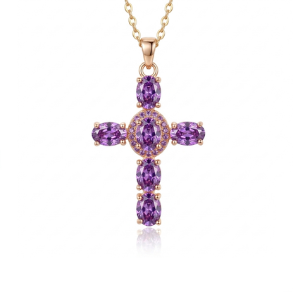 Crystal Cross Necklace 18K Gold Plated Elegant Pendant