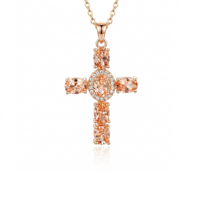 Crystal Cross Necklace 18K Gold Plated Elegant Pendant