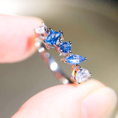 Blue Multi-Gemstone Adjustable Ring