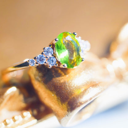 Adjustable Gold Oval Peridot Ring