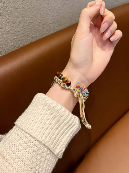 Multicolor woven Apple Watch band lifestyle
