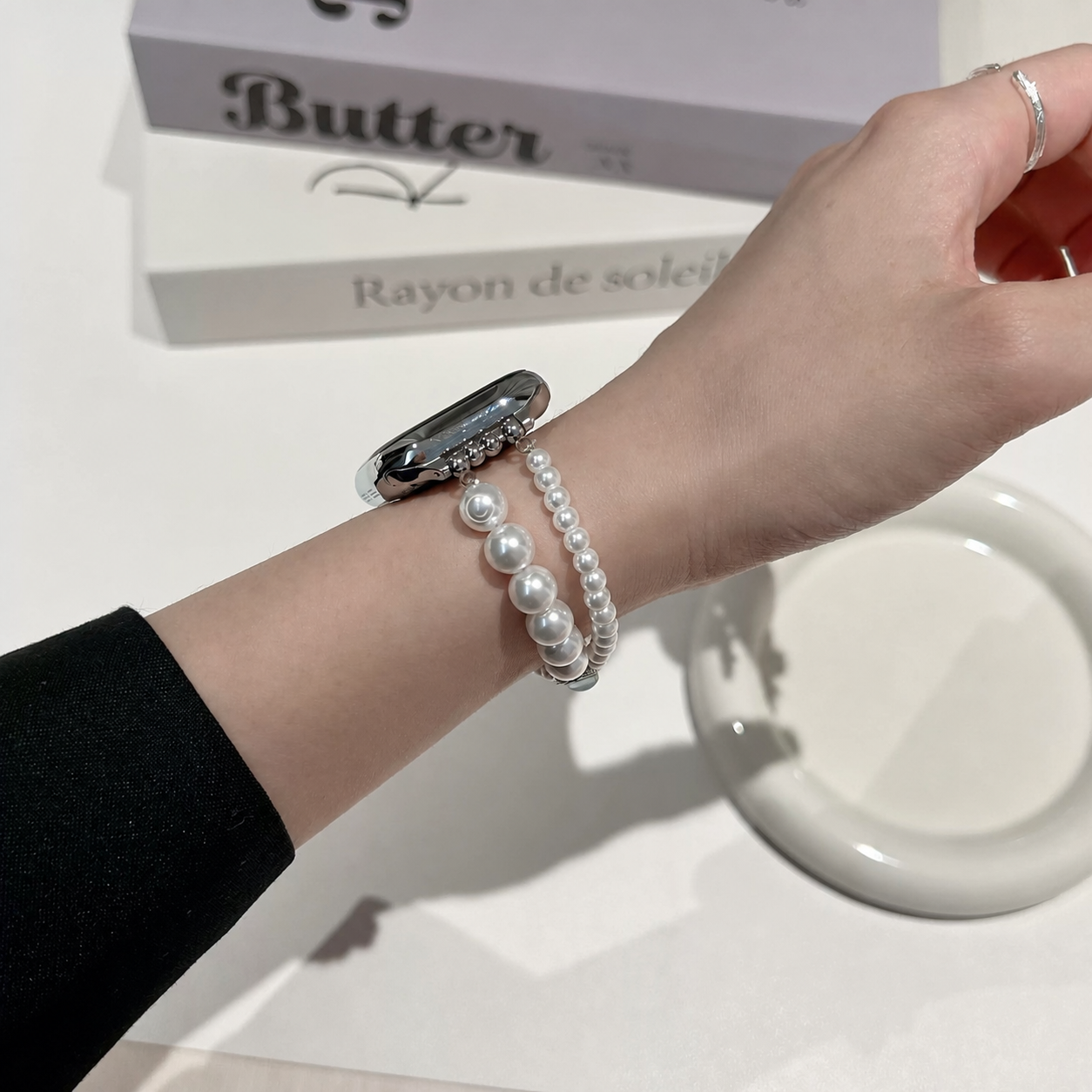 Pearl aquamarine Apple Watch band side view