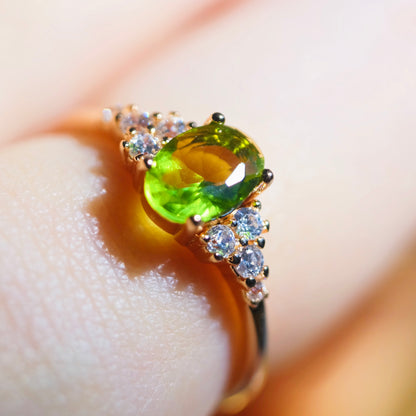 Adjustable Gold Oval Peridot Ring