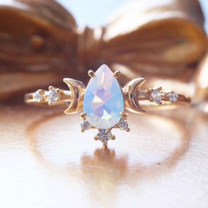Opal Ring Moonlight 14K Gold Plated Sterling Silver
