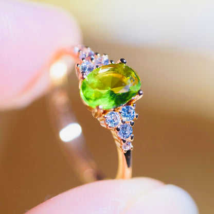 Adjustable Gold Oval Peridot Ring