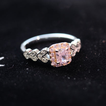 Pink square zircon sterling silver ring by STAR WISH, featuring a polished 925 silver band and vibrant pink gemstone centerpiece.