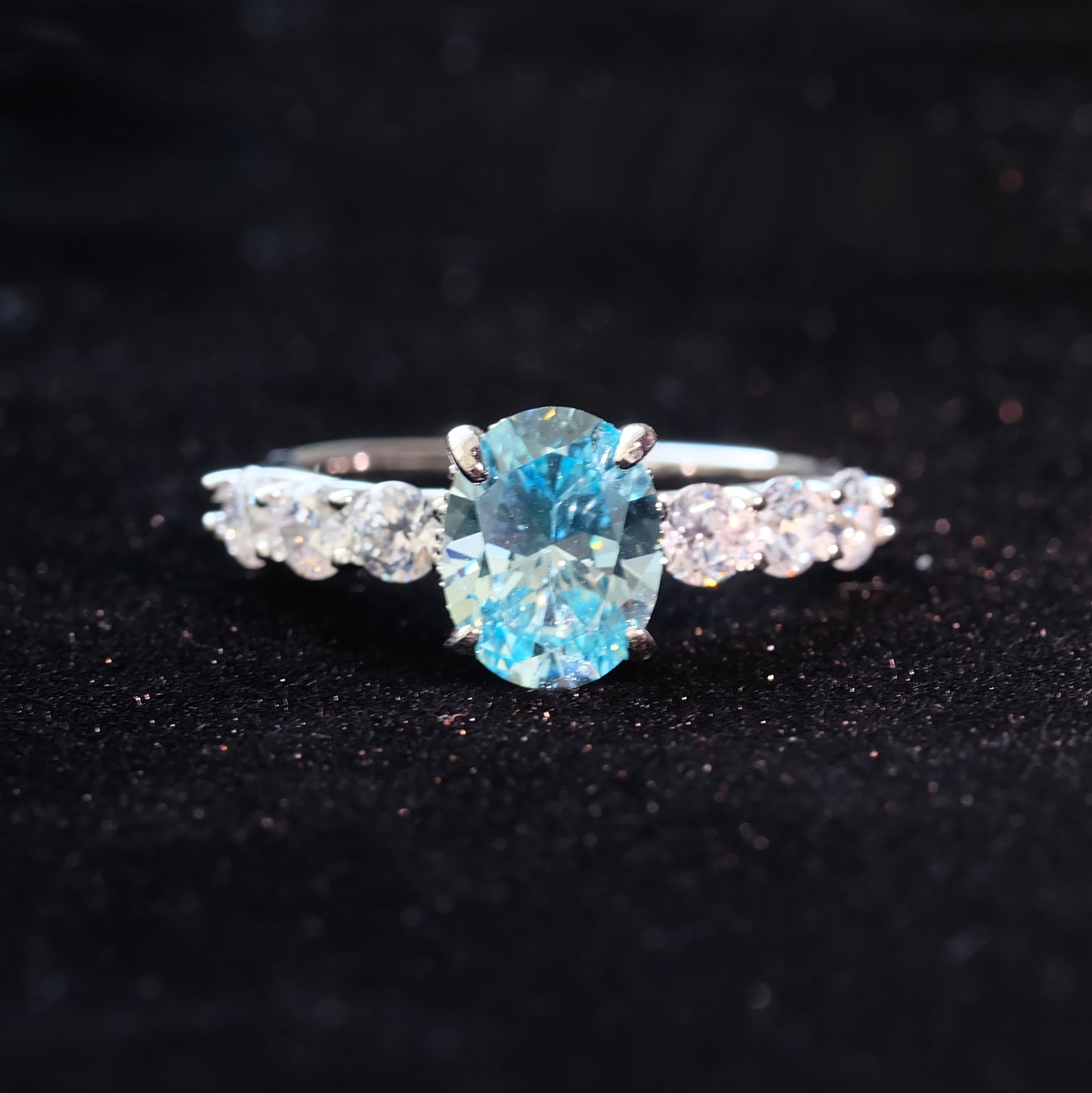 Ocean Blue Summer Ring 925 Silver Jewelry for Girlfriend Unique Engagement Ring