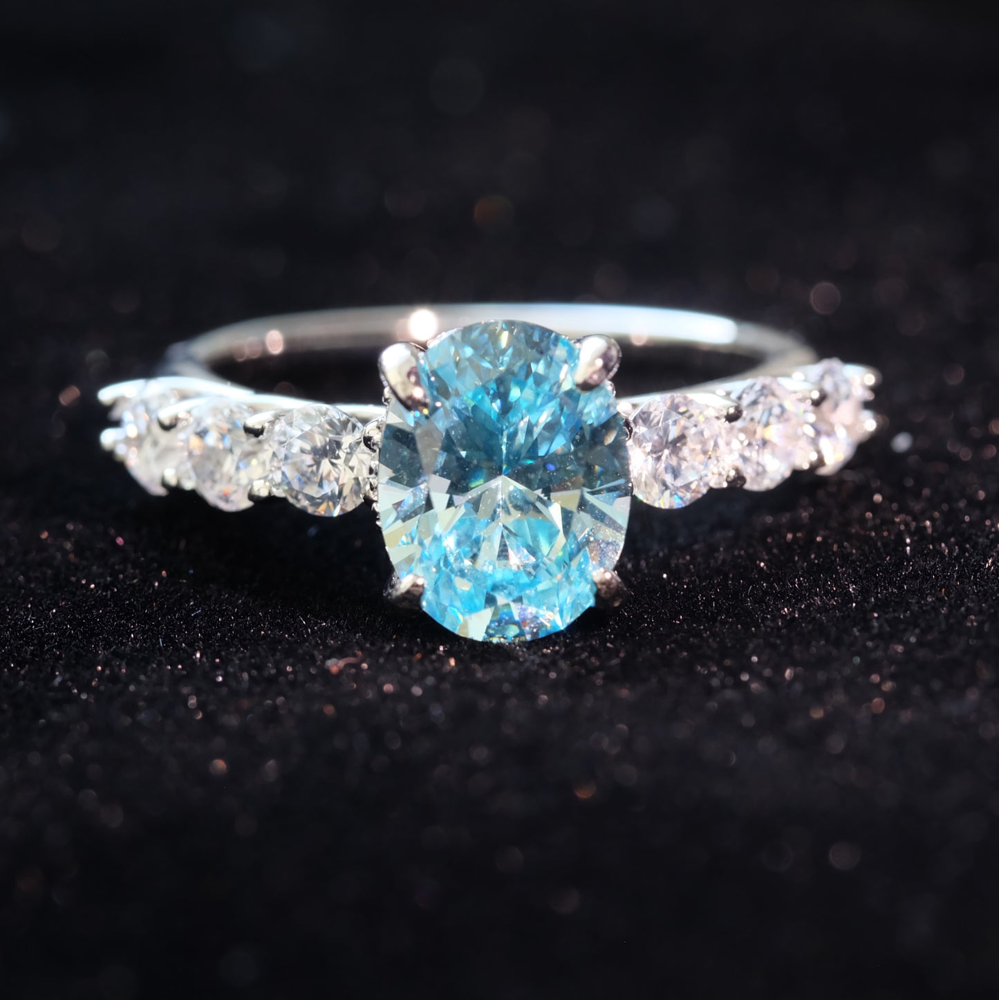 Ocean Blue Summer Ring 925 Silver Jewelry for Girlfriend Unique Engagement Ring