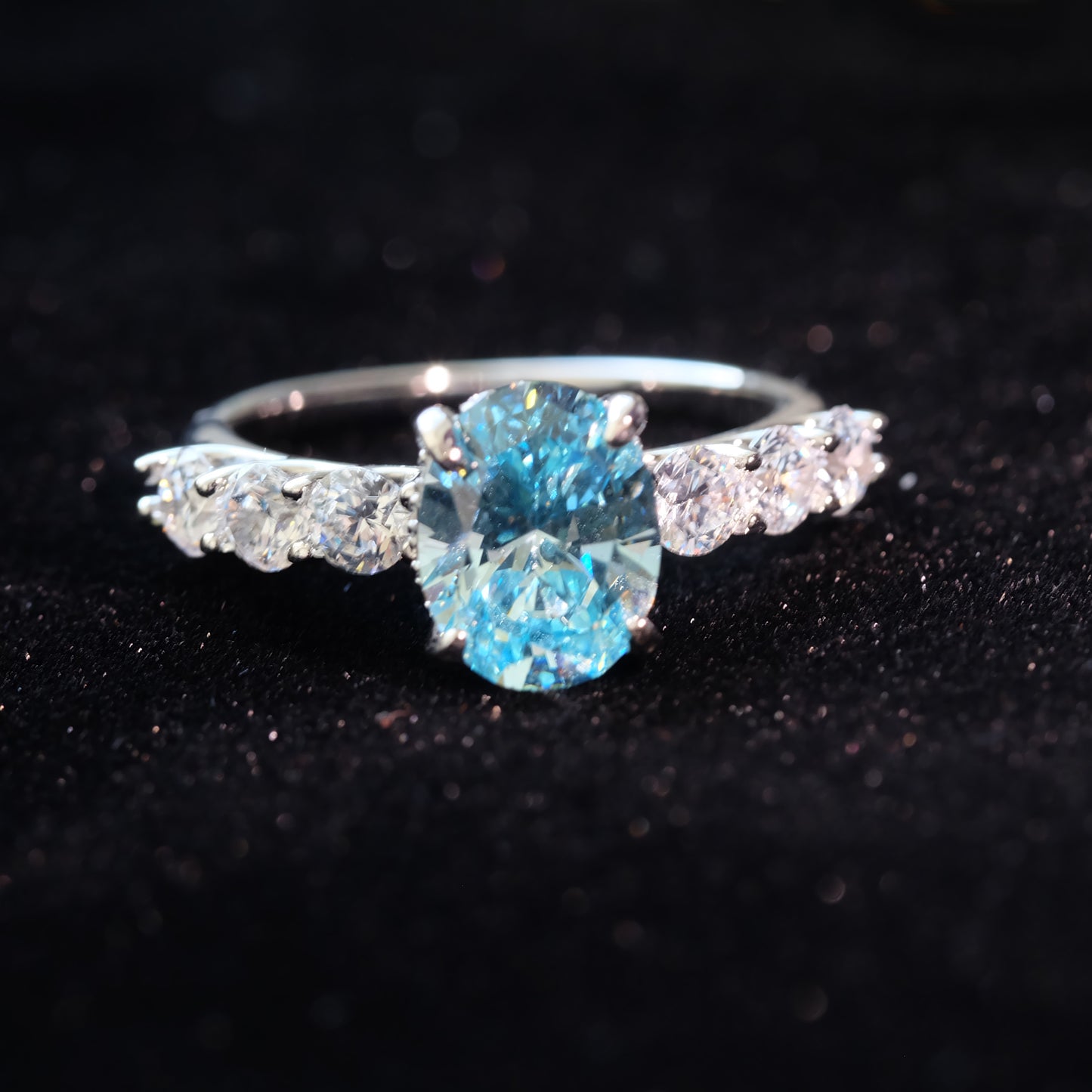 Ocean Blue Summer Ring 925 Silver Jewelry for Girlfriend Unique Engagement Ring