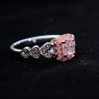 Pink square zircon sterling silver ring with a polished band, featuring a vibrant pink zircon gemstone in a STAR WISH design.