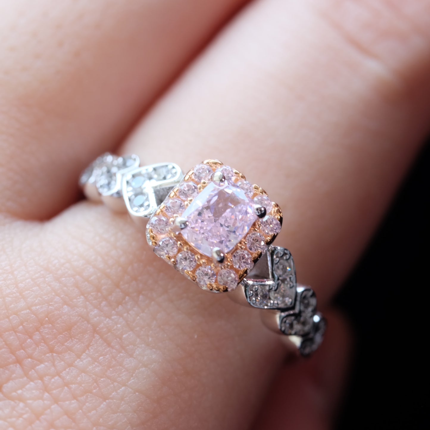 Pink Square Gemstone Ring 925 sterling silver Daily Fashion Fairy Ring Unique Engagement Ring Gift for Girlfriend