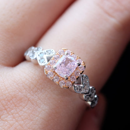 Sterling silver ring with pink square zircon gemstone, featuring a 925 sterling silver band, from STAR WISH.