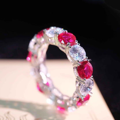 Red & White Zircon Band Ring‌