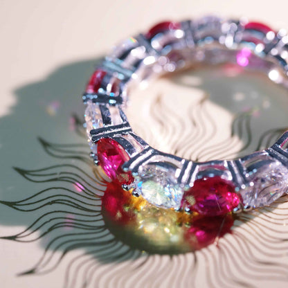 Red & White Zircon Band Ring‌