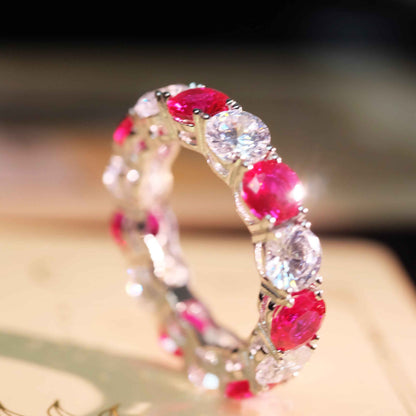 Red & White Zircon Band Ring‌