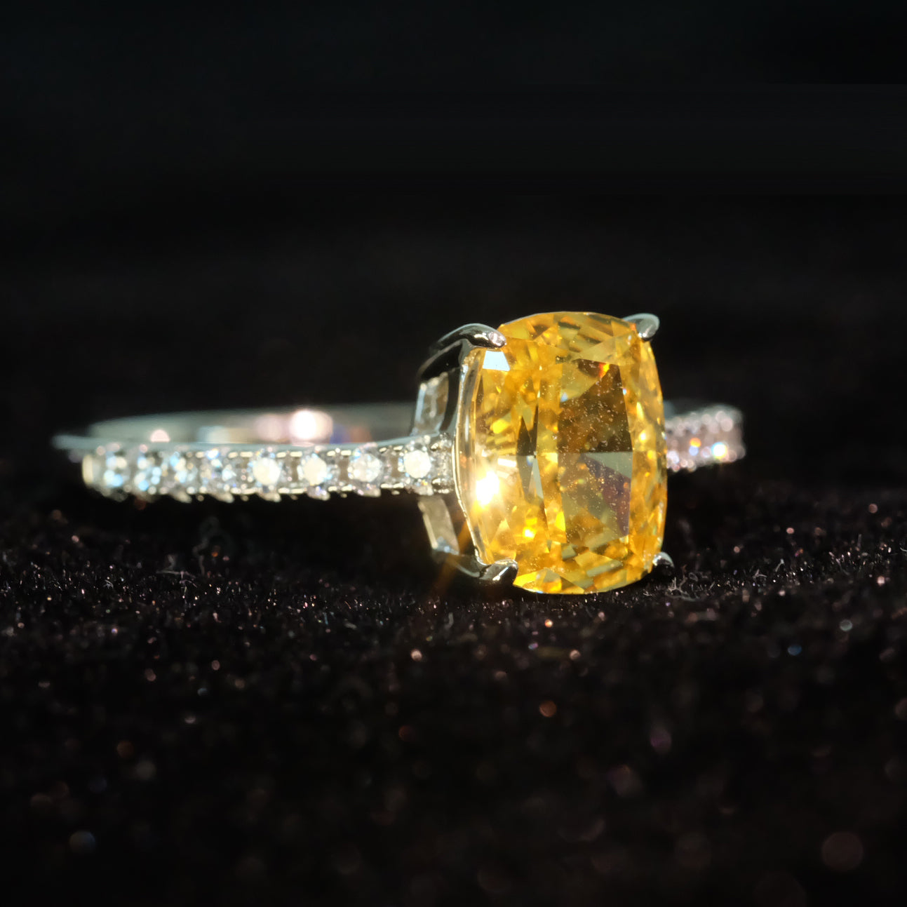 Yellow Roses Diamond 925 Sterling Silver Ring