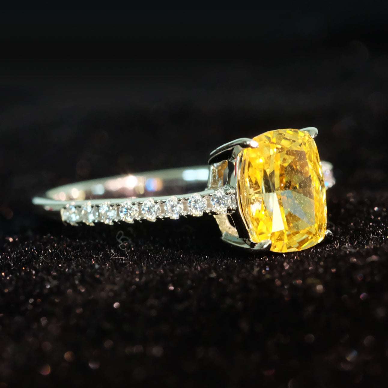 Yellow Roses Diamond 925 Sterling Silver Ring