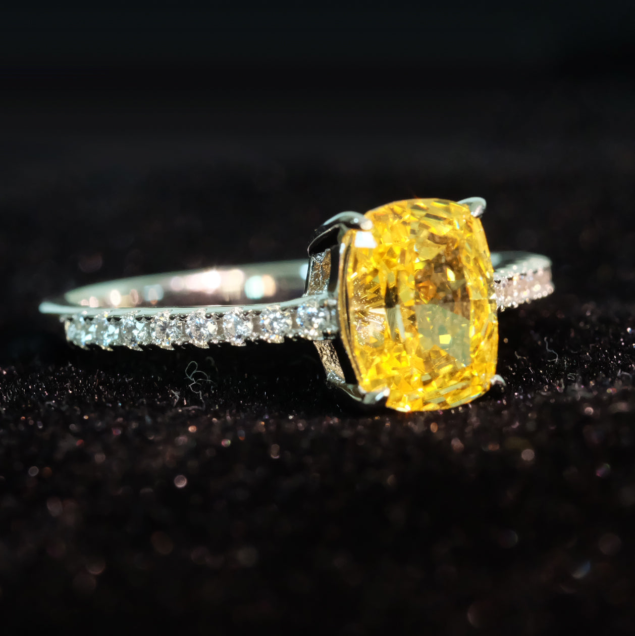 Yellow Roses Diamond 925 Sterling Silver Ring