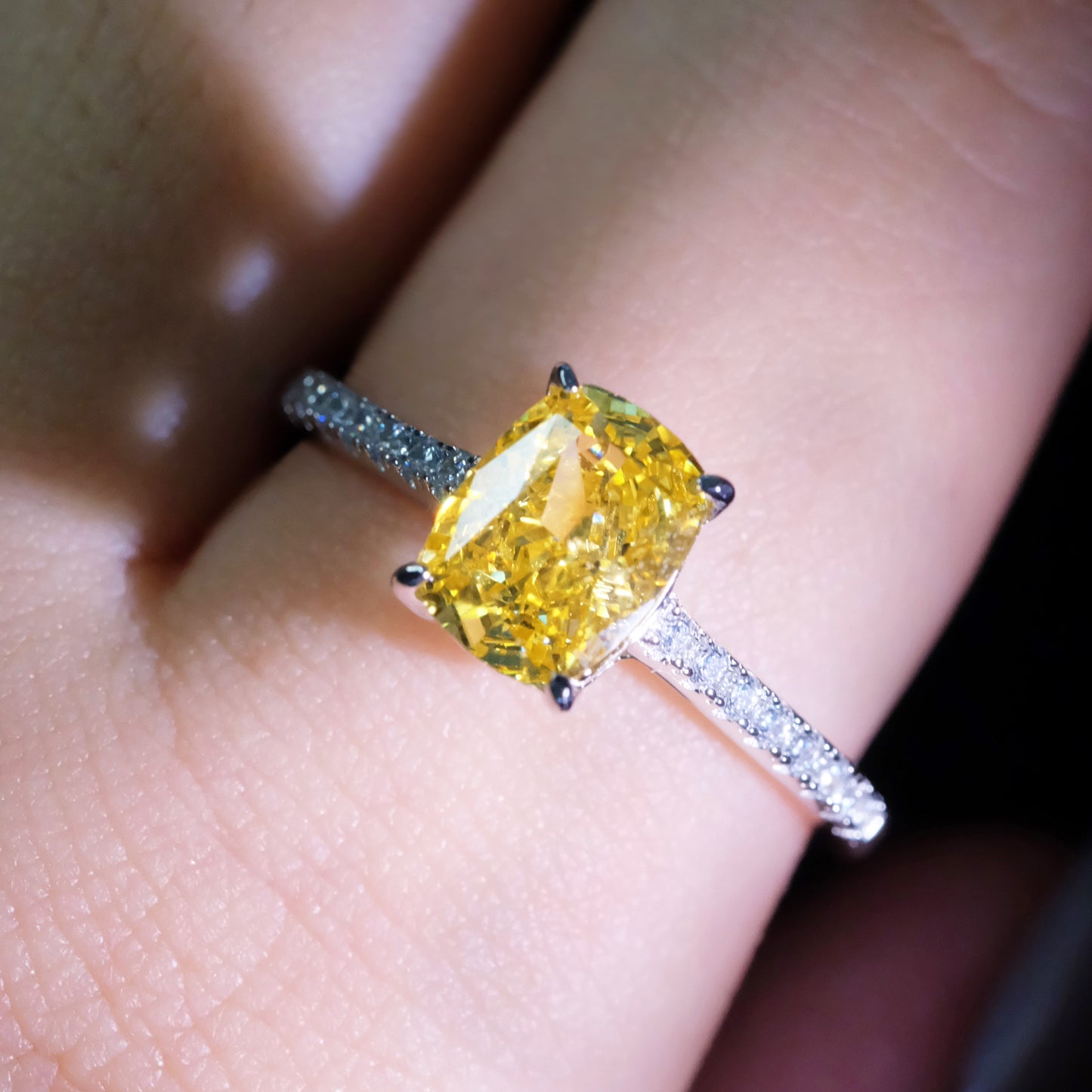Yellow Roses Diamond 925 Sterling Silver Ring