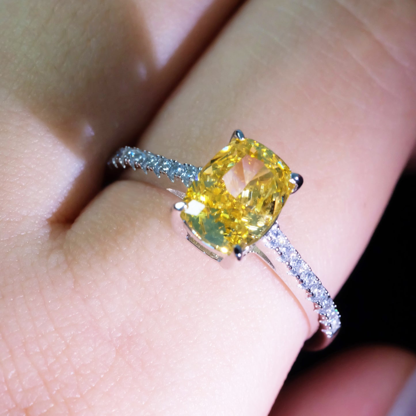 Yellow Roses Diamond 925 Sterling Silver Ring