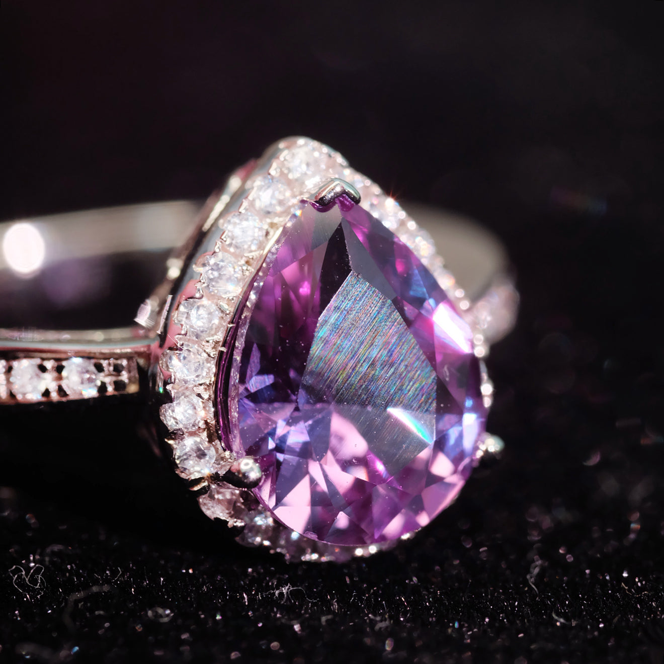 Color Change Alexandrite Ring 925 Sterling Silver Pear Shape Ring