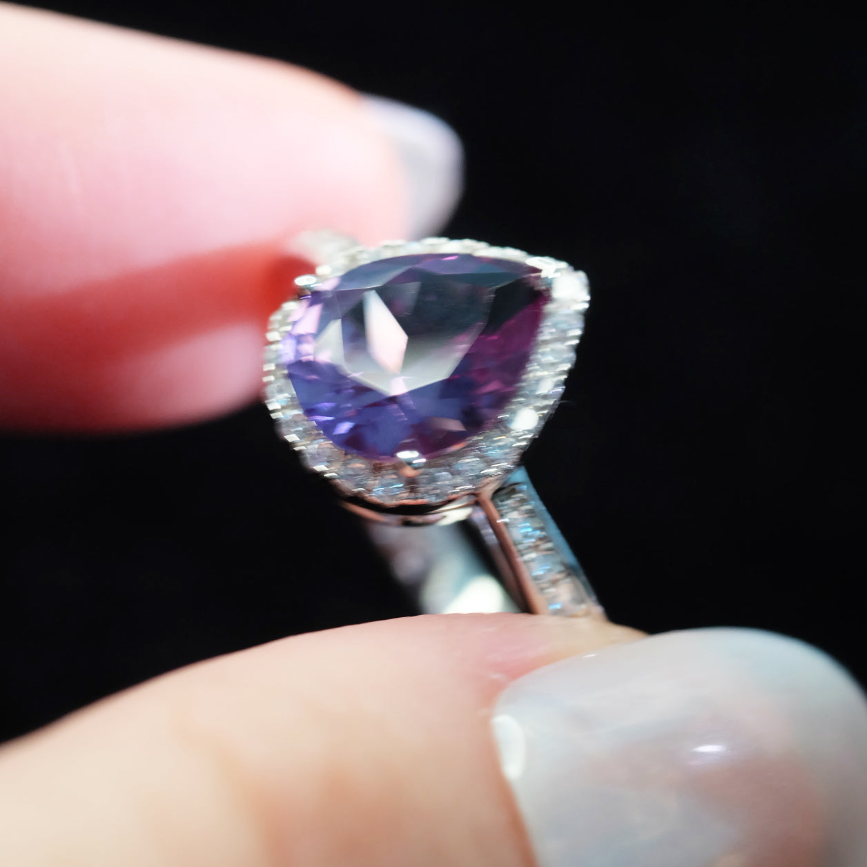 Color Change Alexandrite Ring 925 Sterling Silver Pear Shape Ring
