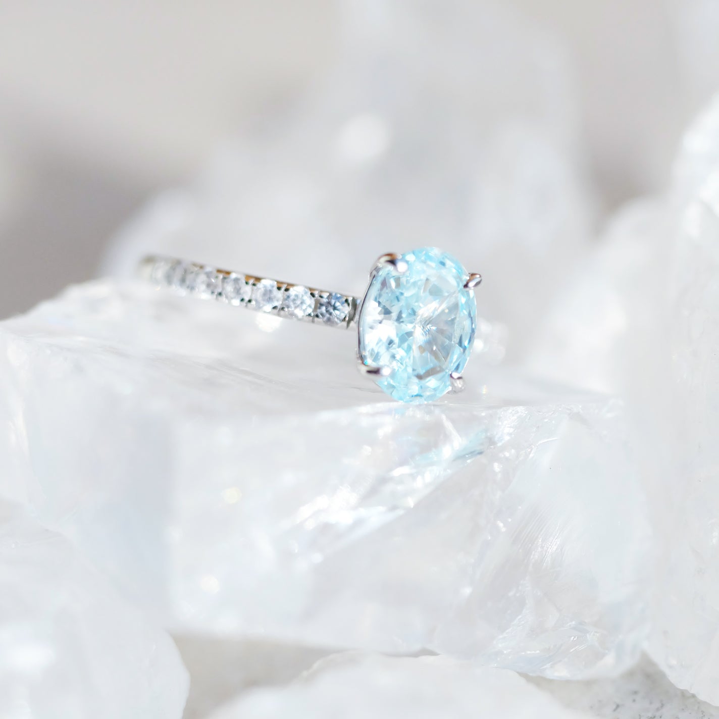 Ocean Blue Radiant Cut Simulated Aquamarine 925 Sterling Silver Ring