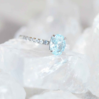 Simulated Aquamarine Sterling Silver Ring