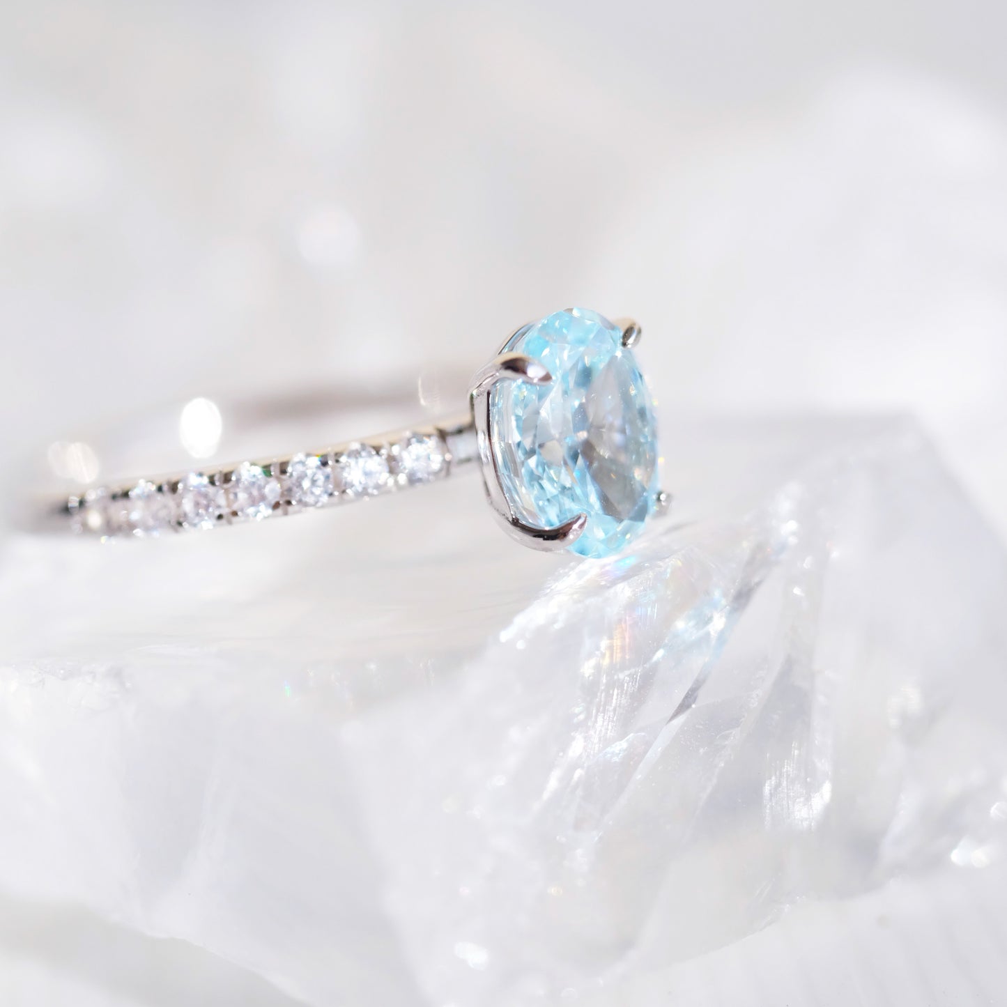 Ocean Blue Radiant Cut Simulated Aquamarine 925 Sterling Silver Ring