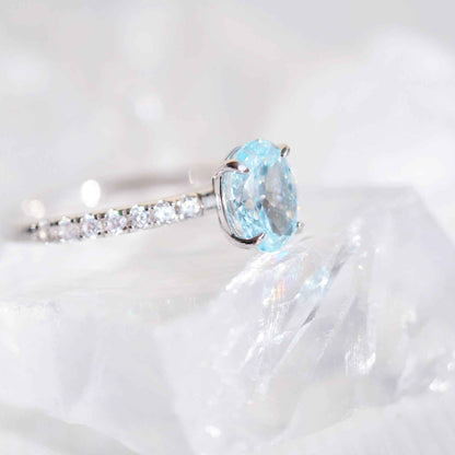 Simulated Aquamarine Sterling Silver Ring
