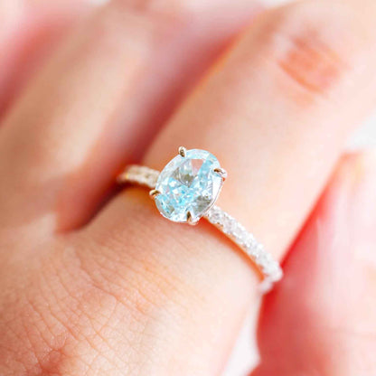 Simulated Aquamarine Sterling Silver Ring