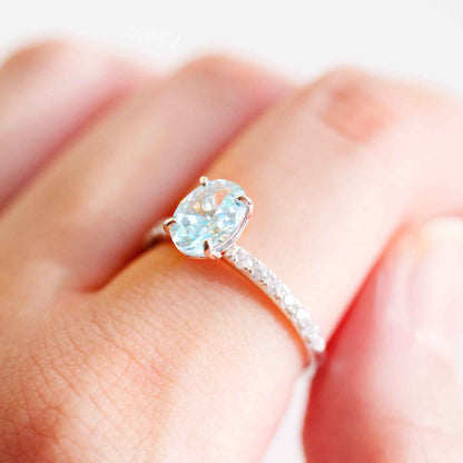 Simulated Aquamarine Sterling Silver Ring