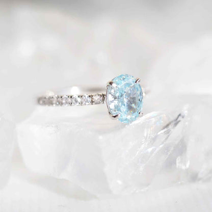 Simulated Aquamarine Sterling Silver Ring