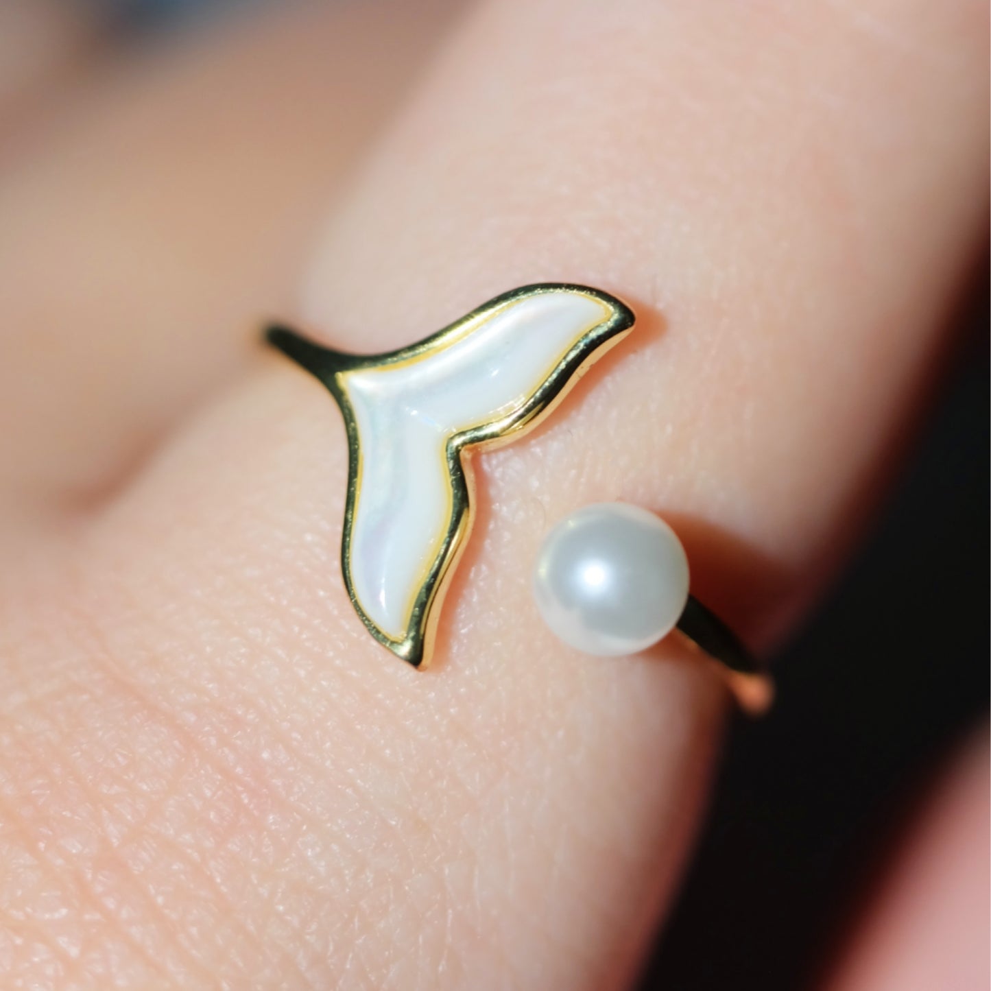 Mermaid Tail Pearl S999 Silver Adjustable Ring