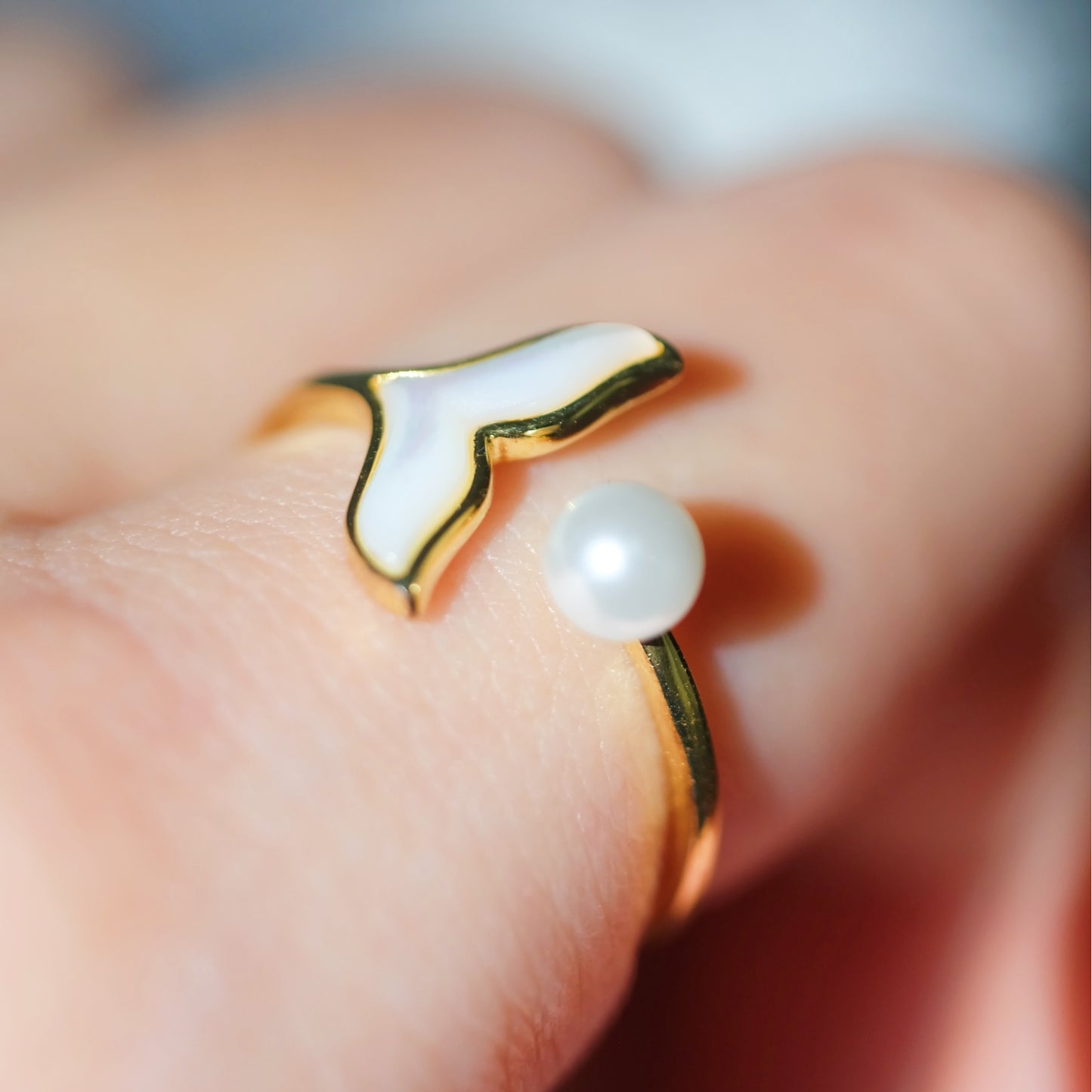 Mermaid Tail Pearl S999 Silver Adjustable Ring