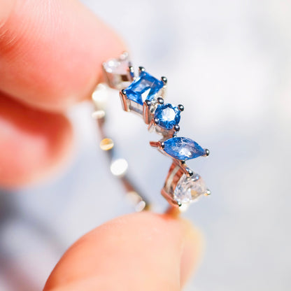 Blue Multi-Gemstone Adjustable Ring