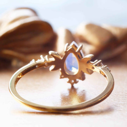 Opal Ring Moonlight 14K Gold Plated Sterling Silver