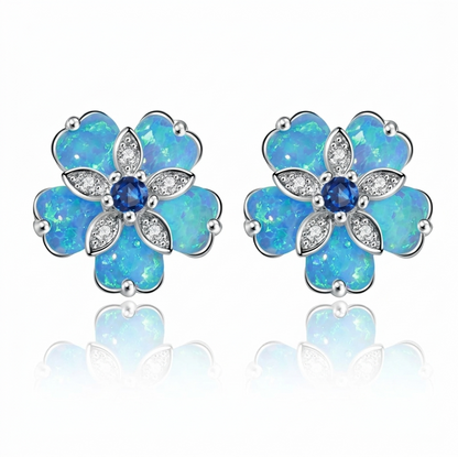 Elegant Flower Opal Stud Earrings